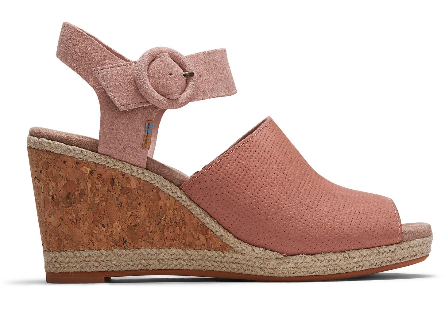 Toms Tropez Perforated Nubuck Suede - Womens Wedge Heels - Pink - NZ - 546798QNI